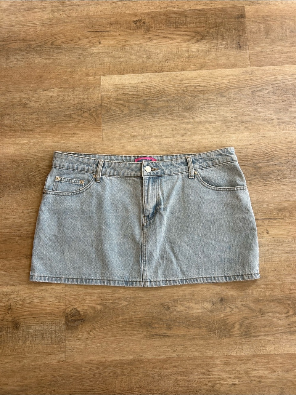 Edikted Light Blue Denim Mini Skirt